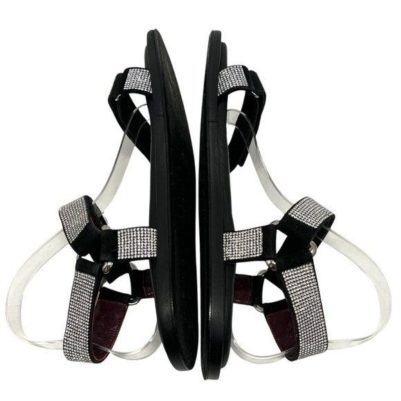 Staud Betty Rhinestone Black Leather Sporty Outdoor Sandals Womens 40 - Picture 10 of 14